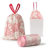 4 Gallon Trash Bags Drawstring, Colorful &amp; Portable Small Trash Bags with Plum Blossom Printed, T...