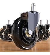 Office Chair Caster Wheels, Rubber Chair Casters Replacement, 3 Inch Heavy-Duty Computer Gaming D...
