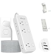 15FT Surge Protector Power Strip with Individual Switches 6 Outlets 3 USB(17W USB C), Ultra Thin ...