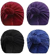 Pretied Turban Head Wraps for Black Women Satin Silk Bonnet Hairwrap African Pre Knot Turbans Str...