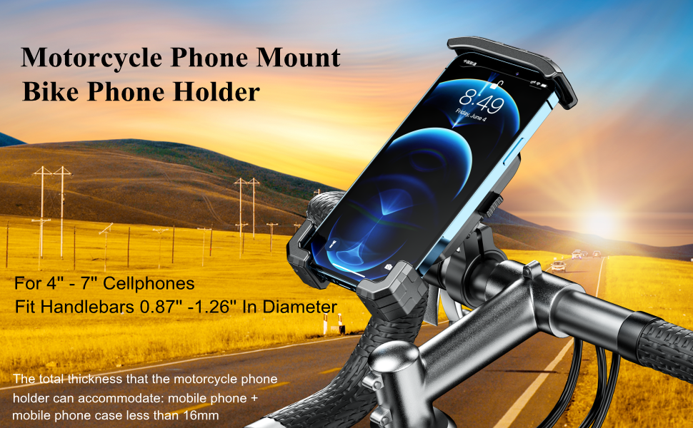Handlebar phone mount for bicycle and motorcycle