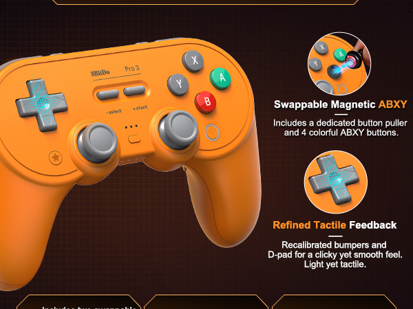 8BitDo Pro 3 Bluetooth Controller for Switch/Switch 2, TMR Joysticks,Hall/Tactile Triggers