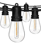 Goothy 48Ft Outdoor String Lights Waterproof S14 Dimmable Patio String Lights with 16 Shatterproo...