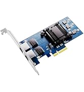 BZIZU Dual Port Gigabit Ethernet PCIe x4 Network Card - Intel I350-T2 1000Mbps NIC Adapter for Wi...