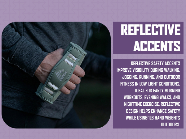 Reflective walking weights for improved safety during low-light fitness activities