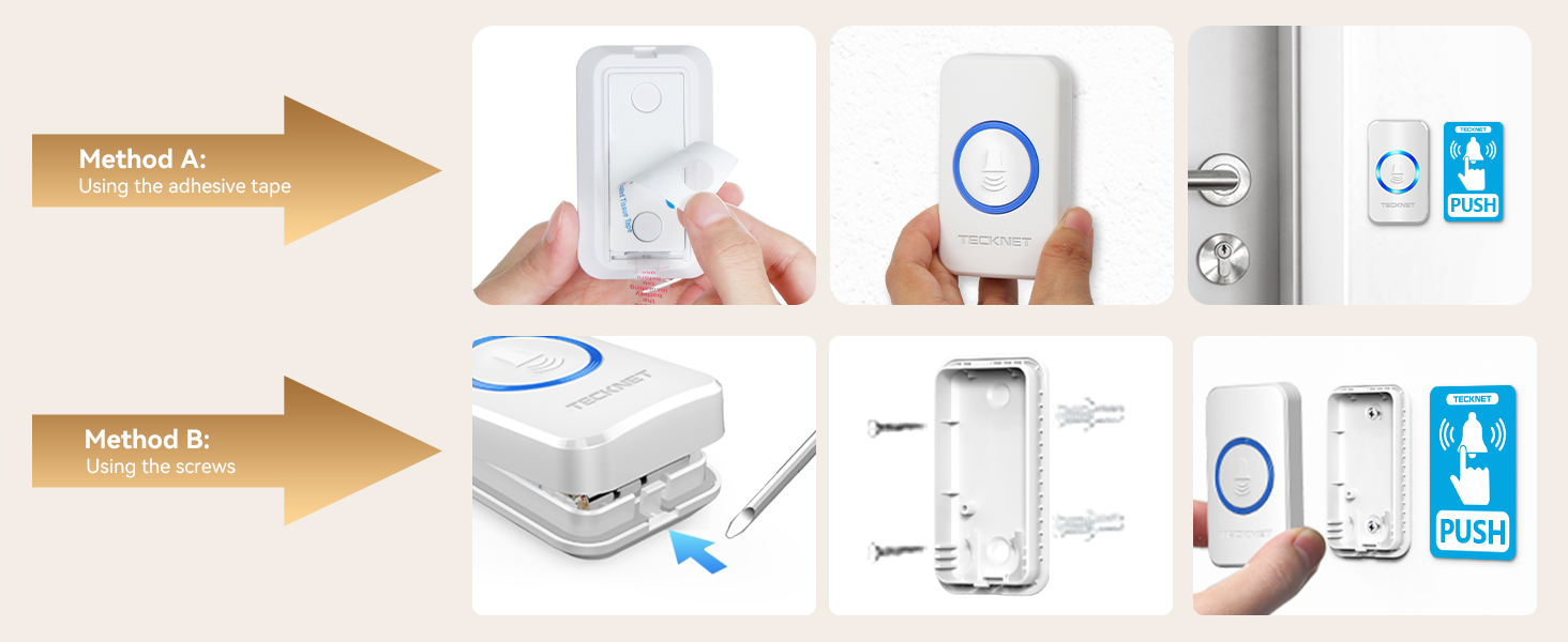 Product instruction or assembly guide showing step-by-step images with arrow indicators for electronic device setup or usage.
