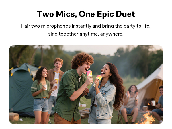 duet singing microphone for travel, outdoor events, family gathering