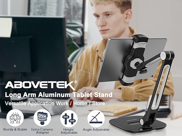 Long Arm Aluminum Tablet Stand