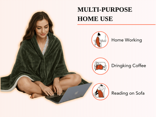 green heated throw blanket