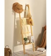 Taozun Minimalist Wood Blanket ladder - Boho Style Wall-leaning Display Towel Rack for Throw Quil...