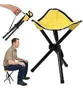 CebraBounze Outdoor Travel Folding Stool, 14.6 inches Lightweight Tripod Camping Chair and Max We...