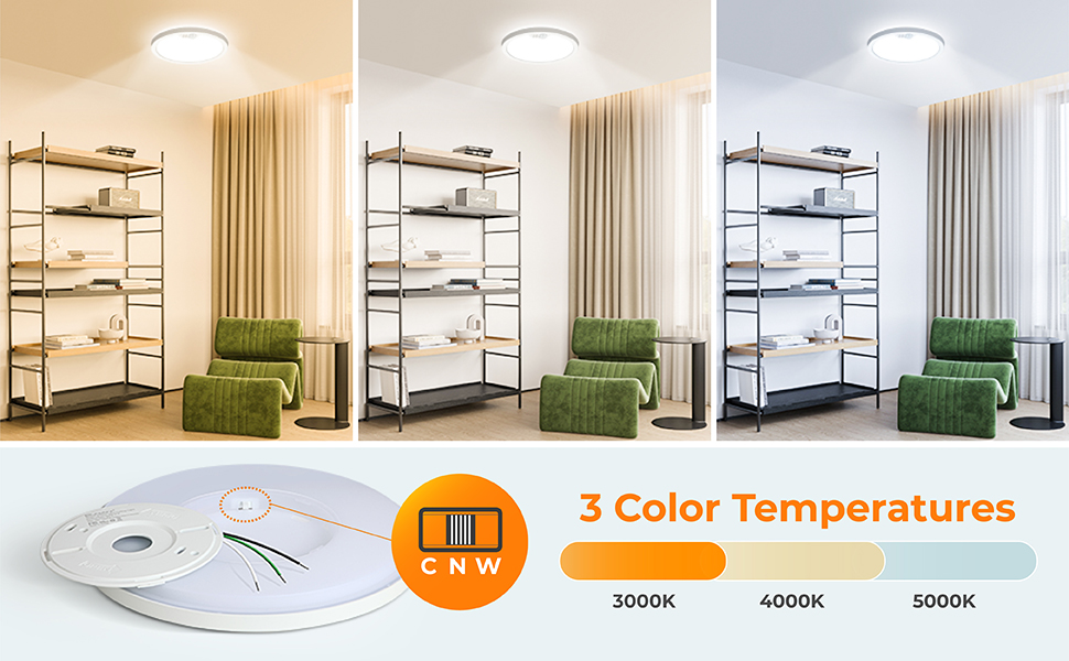 3000K 4000K 5000K selectable ultra thin round white warm cool daylight not dimmable