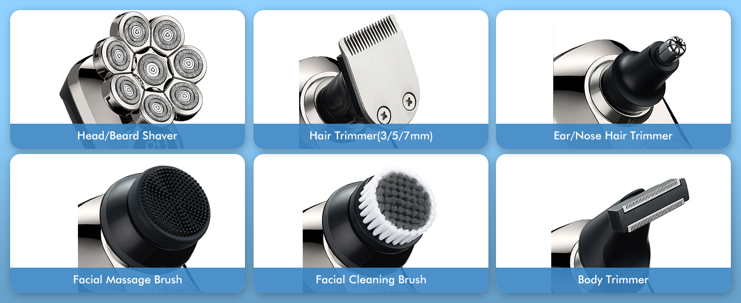 electric head shavers for men head shaver skull shaver 6-in-1 Grooming Shaving Kit for Men 