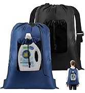 Coomee 2-Pack Backpack Laundry Bags, Heavy Duty Laundry Bag Backpacks with Adjustable Shoulder St...