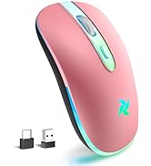 HZD Wireless Mouse, Rechargeable Mouse, 2.4G Portable Slim Silent Mouse with USB Receiver and Typ...