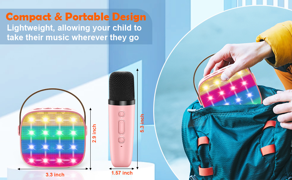 Portable Kids Karaoke Player with Dual Wireless Mics
