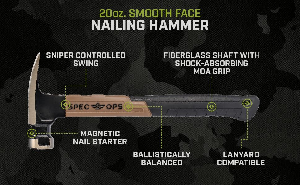 Spec Ops Tools Smooth Face Nailing Hammer Features