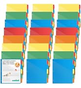 V-Opitos 24 Set 5-tab Index Dividers for 3 Ring Binders, Plastic Dividers with Clear Front Pocket...