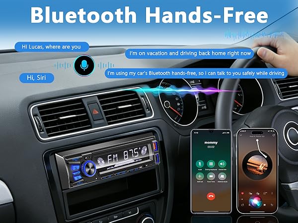 Car Audio with Push to Talk Button for Handsfree Calling