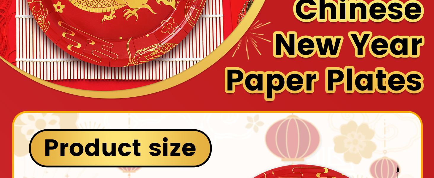 24Pcs Chinese New Year Paper Plates