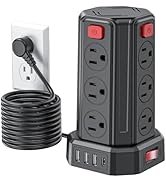 Power Strip Surge Protector, 10 Ft Extension Cord with 12 AC Multiple Outlets 4 USB (1 USB C), SM...