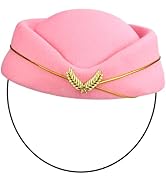 Toddmomy Stewardess Hat Pilots Hat Retro Hat Pink Felt Wool Stewardess Cap Cosplay Hat Flight Att...