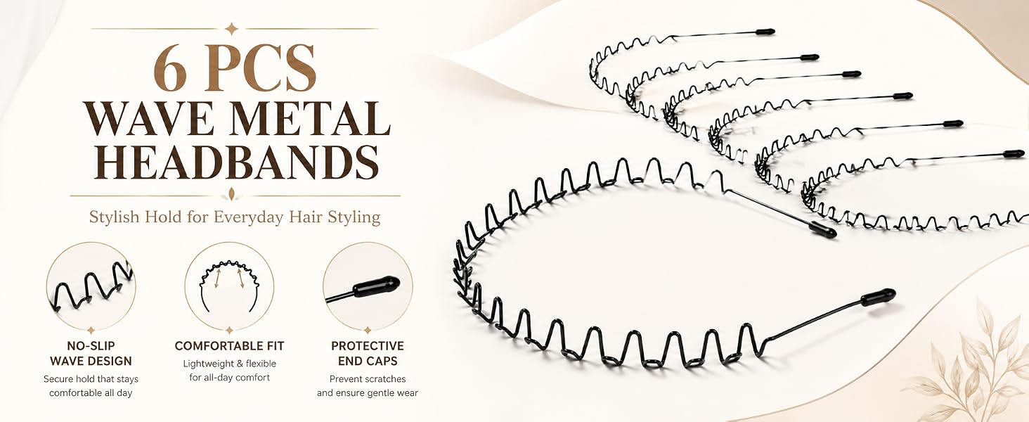 6 PCSWAVE METALHEADBANDS