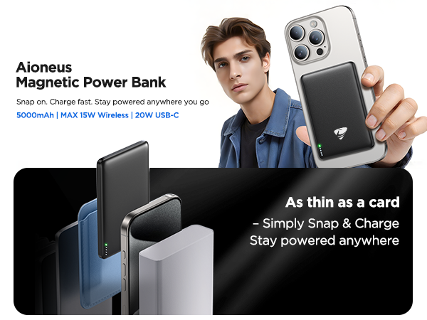 for Magsafe Power Bank,5000mAh Ultra Slim Magnetic Phone Charger Portable Magsafe Battery Pack