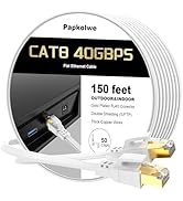 Papkolwe Cat8 Ethernet Cable, High Speed Network Cable, White, 40Gbps 2000MHz Bandwidth, Faster T...