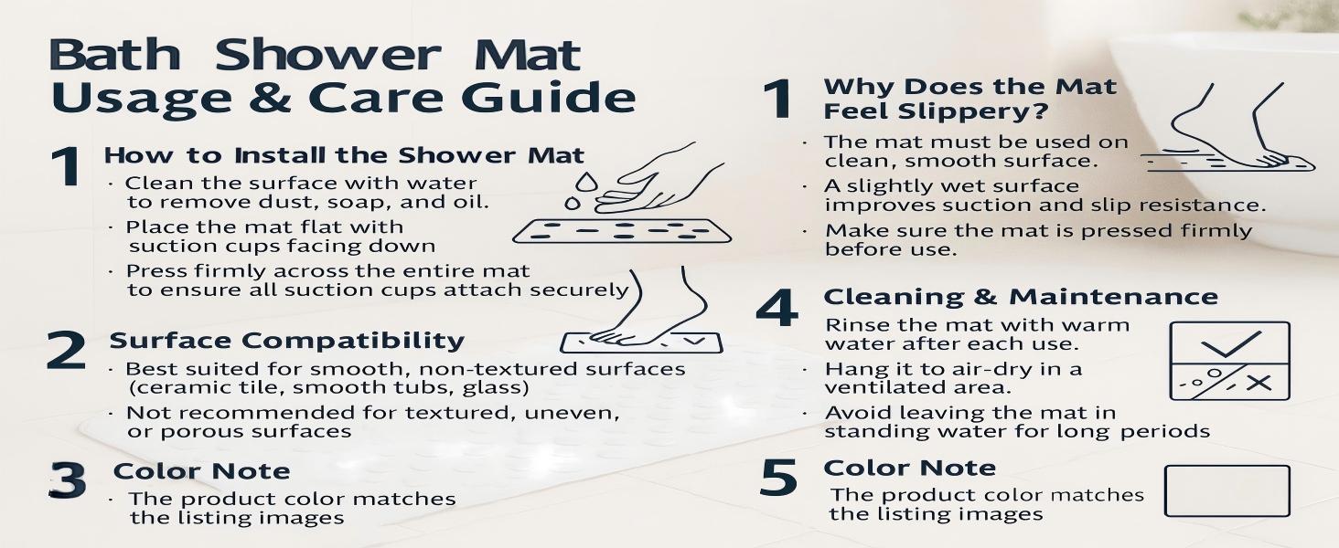 shower safety bath bathtub mat tub bath plastic extra large suction cup soft resistant