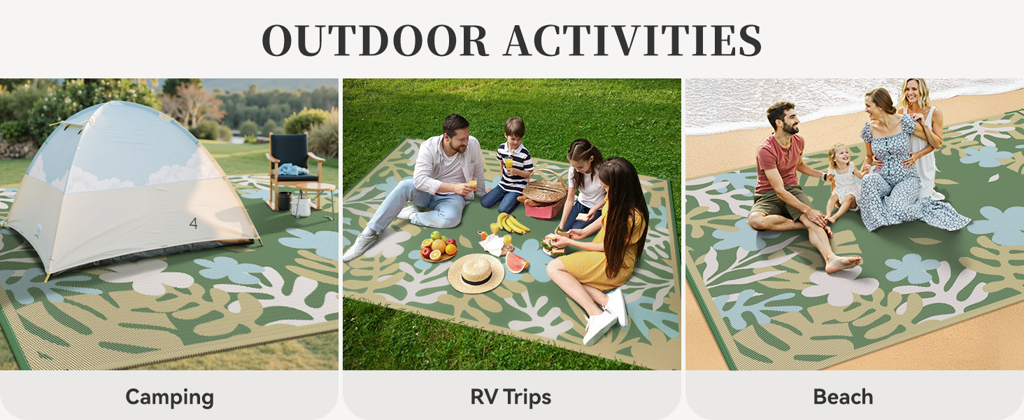 Camping Rugs for Outside Your RV Picnic Mats Straw Beach Mat Sand Free Waterproof Beach Rug