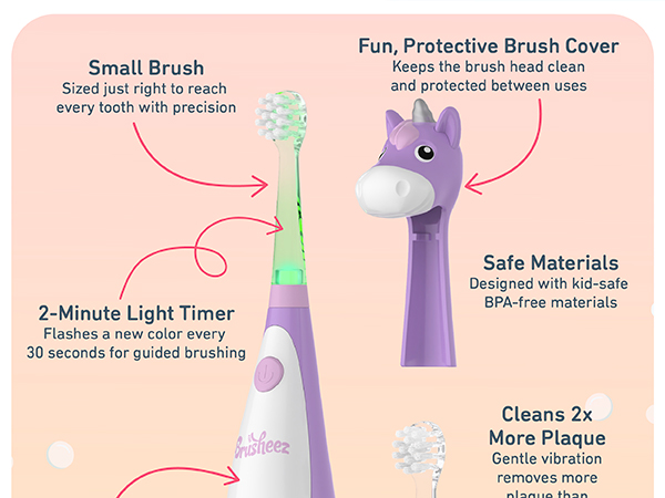 brusheez toddler toothbrush soft bristle kid safe beginners timer compact organized easy grip handle