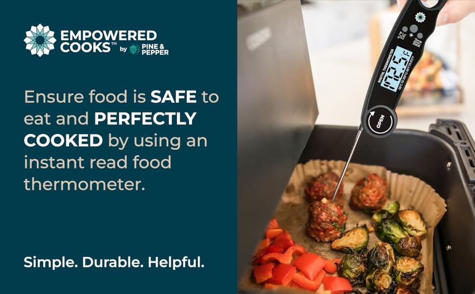 measuring chicken with instant read food thermometer