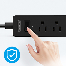 NTONPOWER Flat Plug Power Strip with 15 Ft Long Thin Flat Extension Cord, 3 Outlet 2 USB, Flat Plug