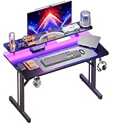 Grandder 47 inch Gaming Desk with LED Lights &amp; Power Outlets, Computer Desk with Monitor Stands, ...