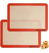 AMYONE Quarter Sheet Silicone Baking Mat, 2 Pcs Non-Stick Silicone Baking Mats Cookie Sheet for 9...