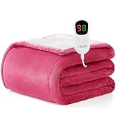Homemate Heated Blanket Electric Throw - 50"x60" Heating Blanket Throw 1/2/4/6/8 Hours Auto-Off 1...