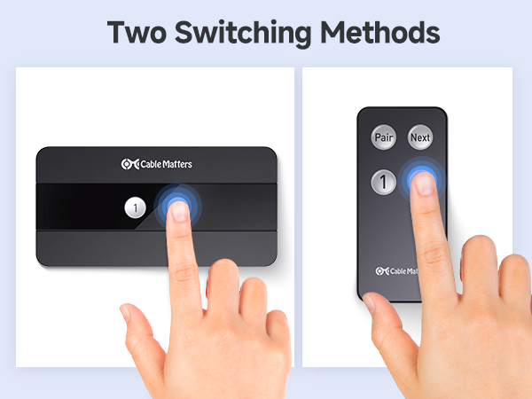 Compact USB hub switch with remote control, ideal for dual-computer workspaces