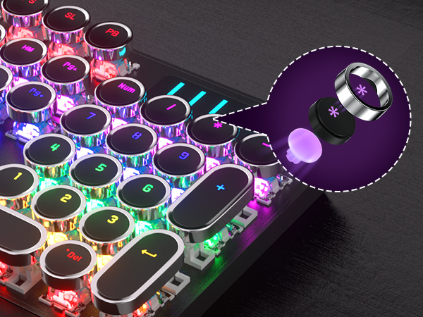 Black Retro Punk Gaming Keyboard