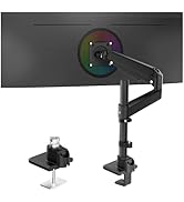 Single Monitor Mount for Curved Flat Screens, Heavy Duty Ultrawide Tall Monitor Arm, Fits 13 to 4...