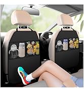 Figpade 2PCS Back Seat Cover for Kids,Anti-Slip Design Kick Mats Back Seats Protector with 2 Stor...