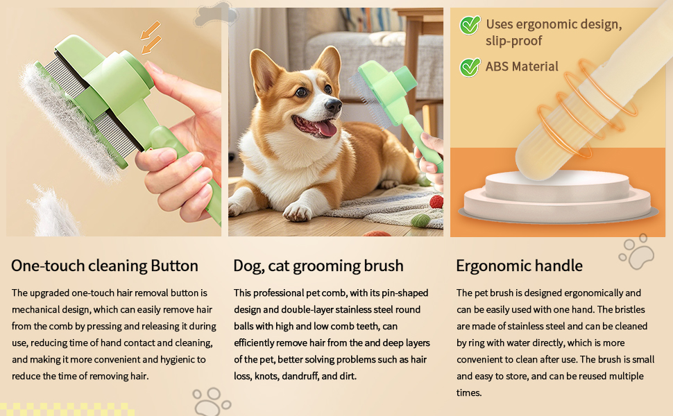 2PCS Pet Comb for Dogs &amp;amp; Cats Pet Hair Removal Comb with Long &amp;amp; Short Stainless Steel Metal Teeth