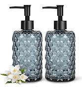Topsky 2 Pack Glass Soap Dispenser with Plastic Pump, 475ml Liquid Hand Soap Dispenser, Rustproof...