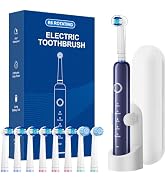 MCUDKIK Rotating Electric Toothbrush for Adults, 8 Brush Heads (2 Types) &amp; Travel Case, 5 Cleanin...