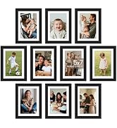 upsimples 5x7 Picture Frame, Photo Collage Wall Decor Set of 10, Black | Small Frame Fit 4x6 and ...