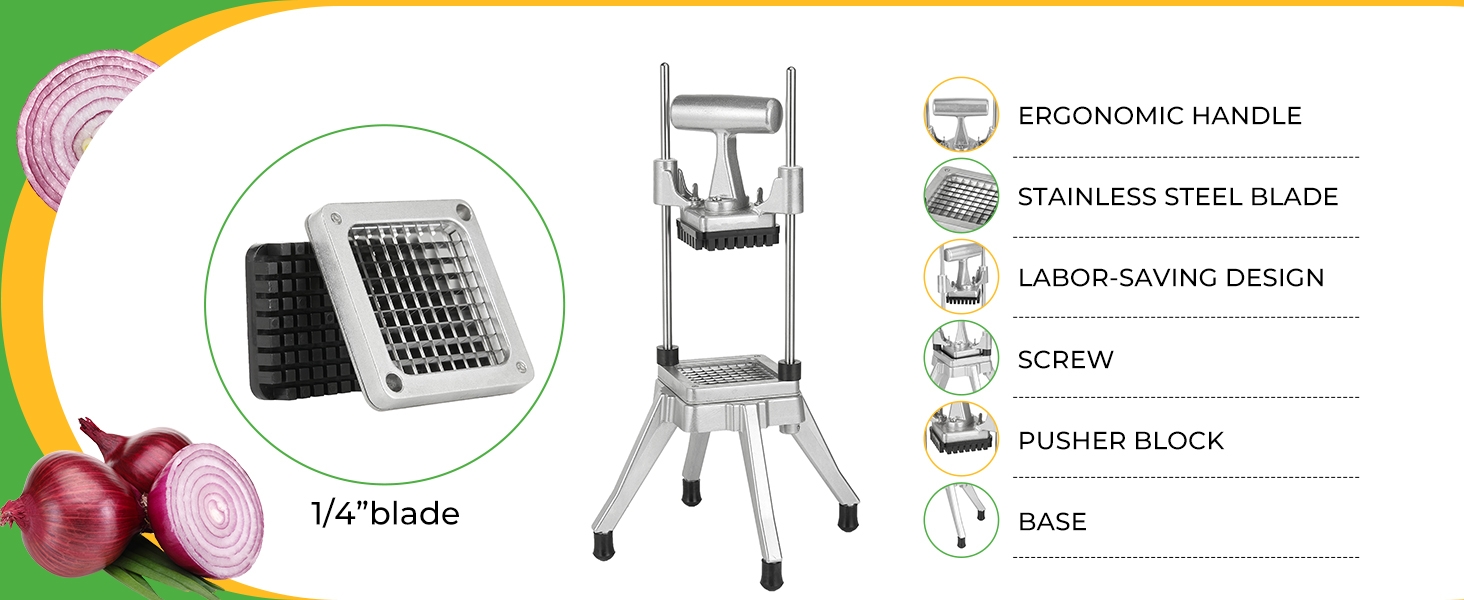 Commercial Vegetable Chopper with 1/4inch Replacement Blades