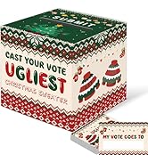 CINSOEN Christmas Ugly Sweater Contest Ballot Card Box, Voting Cards Box Set with 50 Ballot Votin...