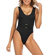 PHELRENA Women’s Sexy One Piece Scoop Swimwear Girdle up Triangle Swimsuits, Soft, Comfortable, E...