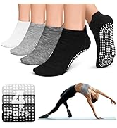 yeuG 4/6 Pairs Pilates Socks for Women Non Slip Grip Socks Yoga Socks Ankle Grippy Socks Woman fo...