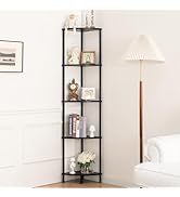 Yoobure Corner Shelf Stand, 5-Tier Bookshelf, 65" Tall Shelves for Bedroom, Living Room, Narrow D...